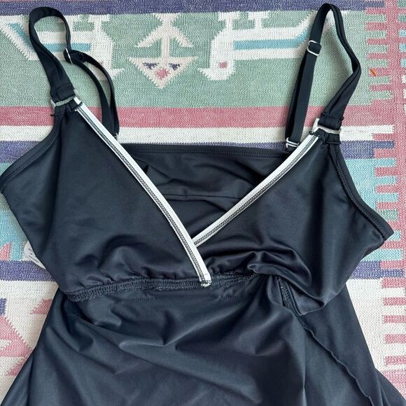 Jag Black Tankini White Trim Adjustable Straps Swim SZ 38D / 38DD - Picture 8 of 11